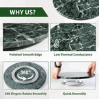 Marble Lazy Susan, 16 in Turntable Organizer for Cabinet Pantry Kitchen Countertop Fridge Bathroom Makeup Vanity Countertop, Detachable Organizer (Indian Green)