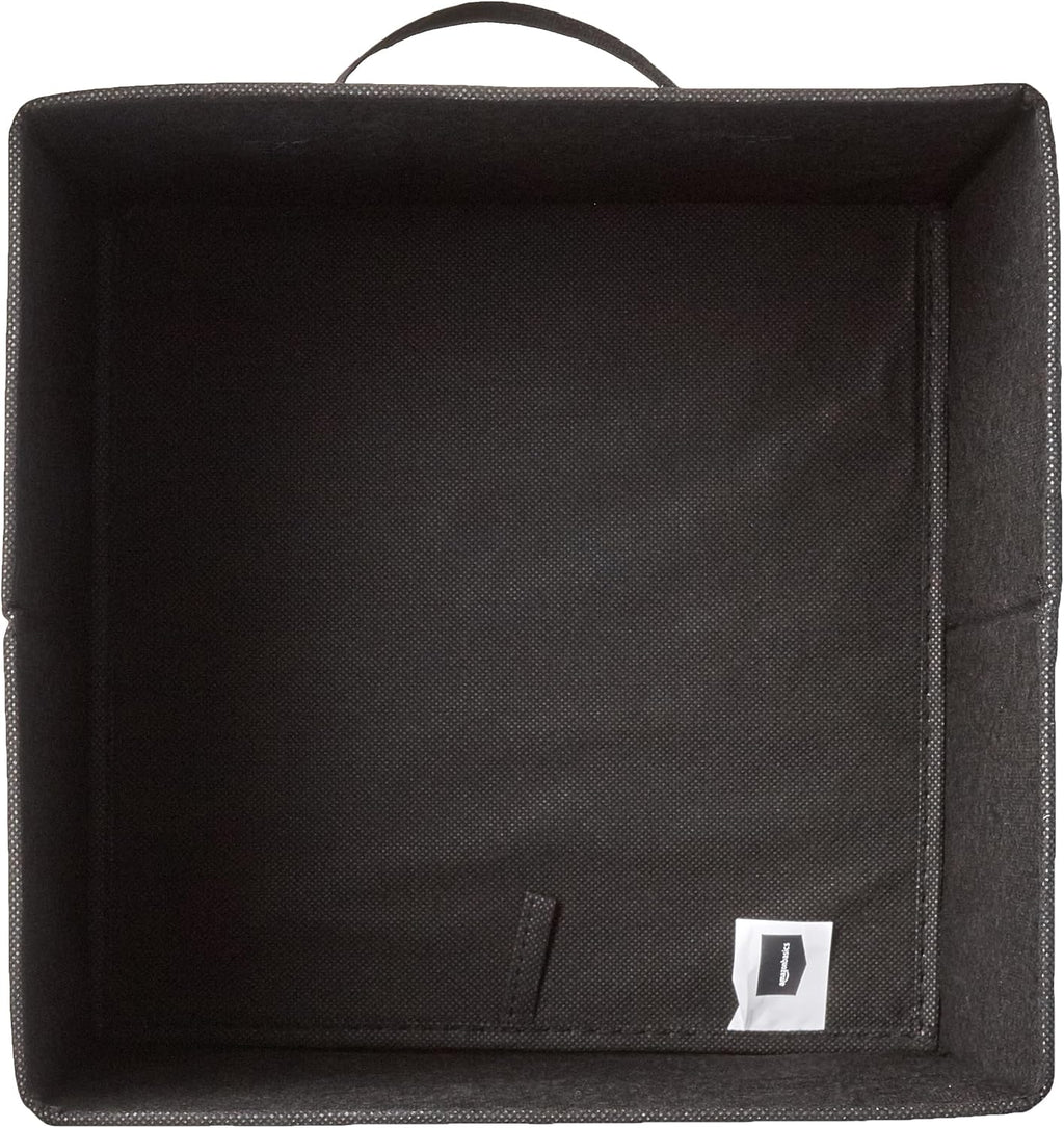 Amazon Basics Collapsible Fabric Storage Cube Bins Organizer with Handles, Sturdy, Black, 13-x-13-x-13-inch, Pack of 6