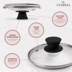 Glass Lid with Steam Vent Hole - 6"-Inch/15.24cm - Compatible with Lodge Cast Iron Skillet Pan - Fully Assembled Universal Replacement Cover - Tempered and Oven Safe - Reinforced Stainless Steel Rim