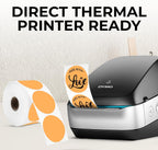 Perco Orange 2-Inch Perforated Circle Dot Thermal Sticker Labels — 735 Stickers/Roll, Direct Thermal Printer Compatible—with Permanent Adhesive for Organizing, Color Coding, Bin Labeling—Made in USA