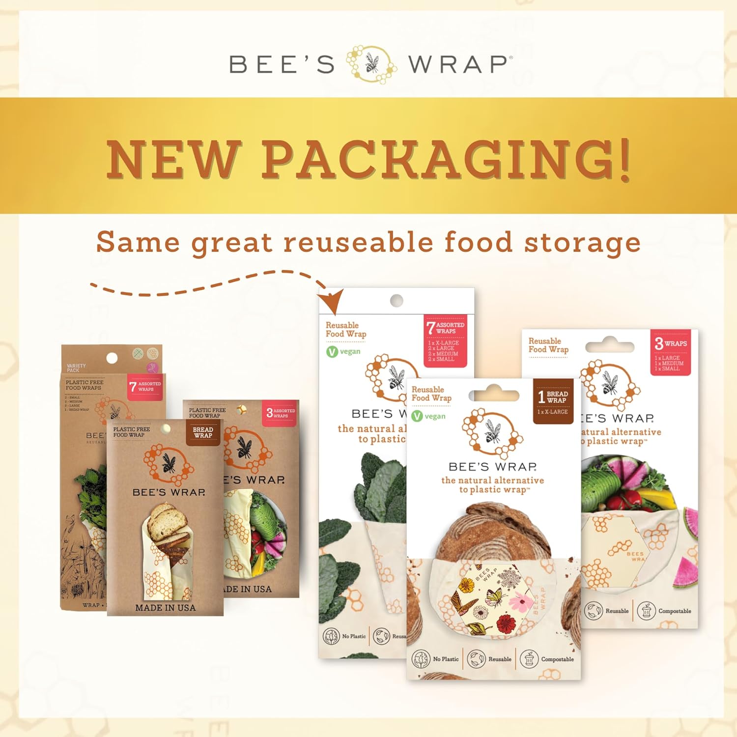 Bee's Wrap Beeswax Wraps for Food - Bakery Lane Bread Wrap - Made in USA Reusable Bread Storage Bags - Organic & Eco-Friendly Alternative to Aluminum Foil, Sourdough Bags & Plastic Wrap