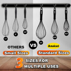 Anaeat Silicone Balloon Whisk, Perfect for Non-Stick Cookware, Milk and Egg Beater Blender, Heat Resistant Kitchen Whisks for Whisking, Cooking, Baking, Beating, Frothing & Stirring (Black)