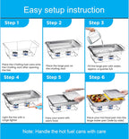 Disposable Chafing Dish Buffet Set, Food Warmers for Parties, Complete 33 Pcs of Chafing Servers with Covers, Catering Supplies with Full-Size Pans (9x13), Warming Trays for Food with Utensils & Lids