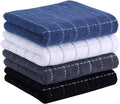 Homaxy 100% Cotton Terry Kitchen Towels(Multiple Color, 13 x 28 inches), Checkered Designed, Soft and Super Absorbent Dish Towels, 4 Pack