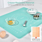 U-Taste Liquid Silicone Pastry Mat: 16"x20" Food-Grade Non-Stick Dough Rolling Baking Sheet, Non Slip for Kneading, Making Pizza, Fondant, Pie Crust with Clear Measurement and Raised Edges (Aqua Sky)