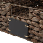 Casafield Set of 4 Water Hyacinth Pantry Baskets, 10" x 13" x 5", with Chalkboard Labels and Chalk Marker - Espresso, Woven Storage Bin Organizers for Kitchen Shelves