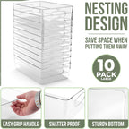 Sorbus 10-Pack Large Clear Plastic Organizing Bins – Clear Bins for Organizing, Refrigerator Organizers, Fridge Organizer, Pantry Storage, Kitchen Organizer, and Pantry Organizers and Storage Bins