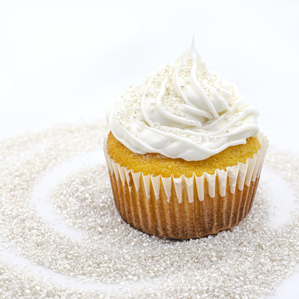 Bakerpan Pearlized Sugar Sprinkles for Baking - 5 Ounce - Sparkling White Decorating Sugar Crystals for Cookies, Cake Pops, Ice Cream (Made in USA)