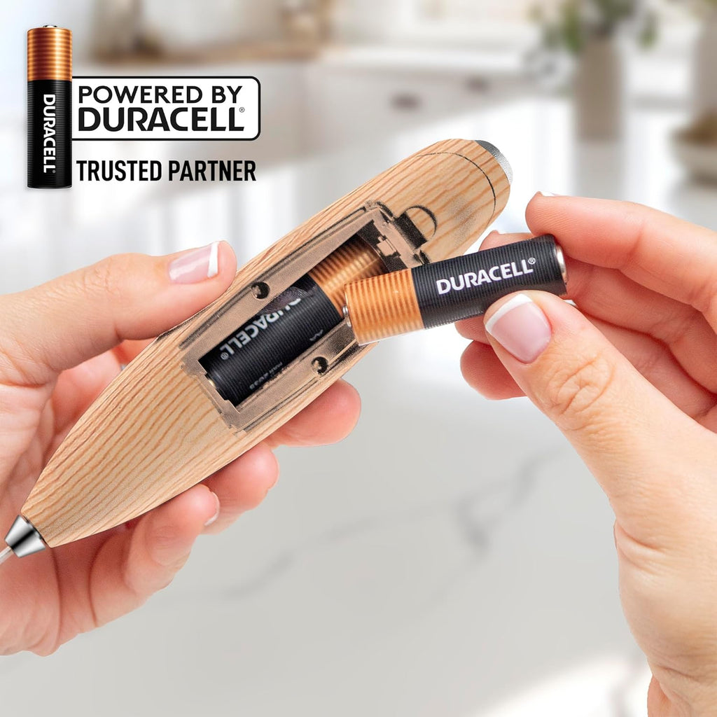 Zulay Kitchen Powerful Milk Frother Wand With 4 AA Duracell Batteries - Ultra Fast Handheld Drink Mixer - Electric Whisk Foam Maker for Coffee, Lattes, Cappuccino, Matcha & Creamer -