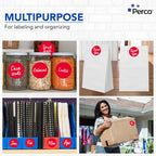 Perco Red 3-Inch Round Circle Dot Sticker Labels with Easy Peel Perforation - 500 Labels per Roll - Strong Adhesion, Vibrant Colors for Organizing, Crafting & More - Made in USA