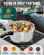 WantJoin Stainless Steel Pressure Cooker(Non-Aluminum),11 Quart Induction Compatible Pressure Cooker with Spring Valve Safeguard Devices,Compatible with Gas & Induction Cooker