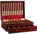 Royalty Art Red Tarnish-Free Silverware Storage Box with Pull-Out Drawer, 15" x 11" Large Flatware and Utensil Organizer for Kitchen Counter, Elegant Home Décor for Dining Room (Flatware Not Included)