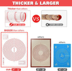 Large Silicone Pastry Mat Extra Thick Non Stick Baking Mat with Measurement Fondant Mat, Counter Mat, Dough Rolling Mat, Oven Liner, Pie Crust Mat (L-16''(W)24''(L), Red)