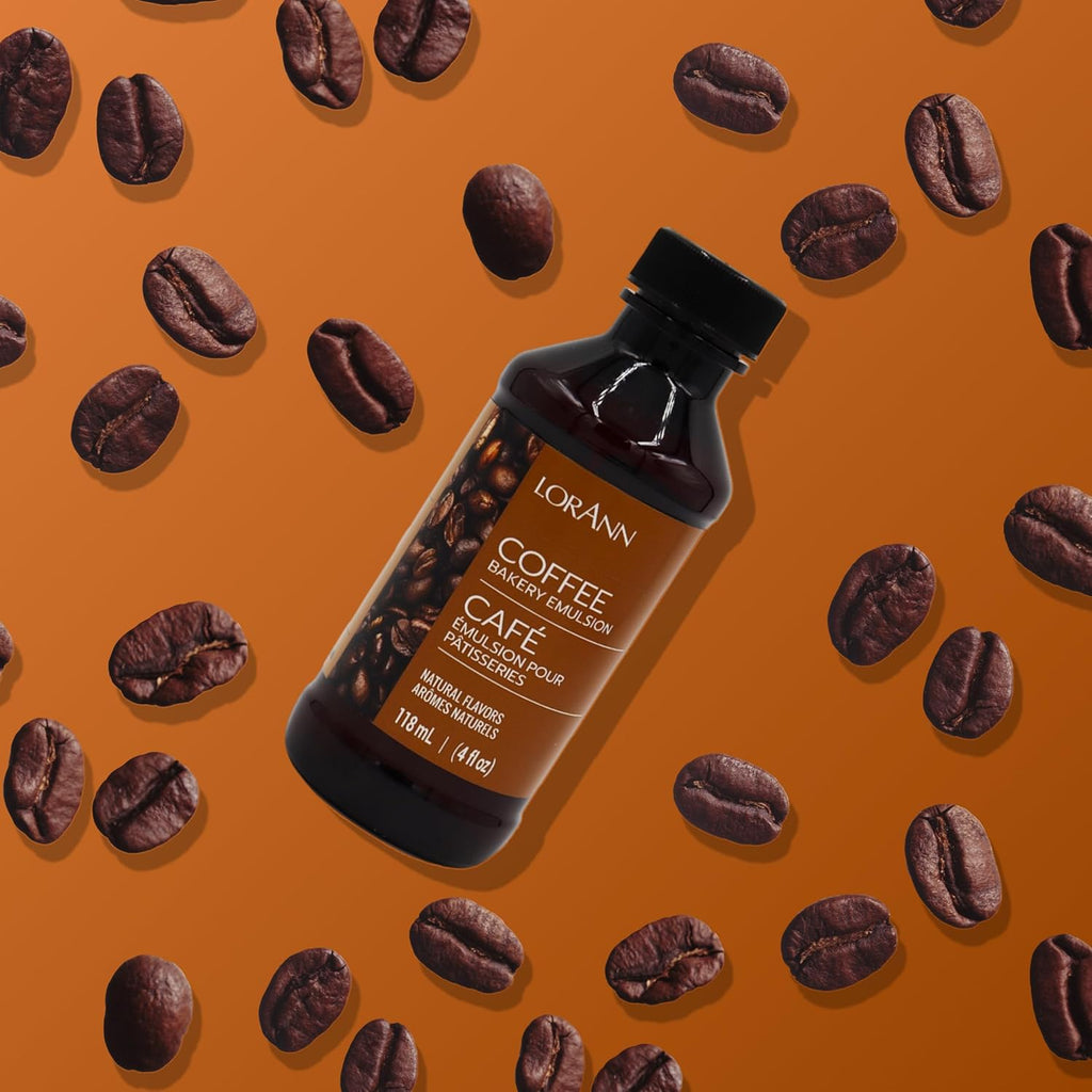 LorAnn Oils Coffee Bakery Emulsion: True Essence, Ideal for Boosting Fruit Tones in Cakes, Cookies & Desserts, Gluten-Free, Keto-Friendly, Extract Substitute Essential for Your Kitchen, 4 Oz
