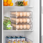 vacane 24 Egg Drawer for Fridge, Pull Out Egg Storage Container with Non-Slip Pads Refrigerator Organizer Bins Clear Egg Holder, Egg Tray-Bpa Free Egg Organizer