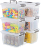 Citylife 6 Packs 8.5 QT Storage Bins with Lids Clear Plastic Bins with Grey Handle Stackable Storage Containers for Organizing