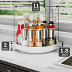 Ovicar Lazy Susan Cabinet Organizer - 11 inch Metal Turntable Lazy Susan for Kitchen Spice Rack Pantry Cupboard Bathroom Countertop Refrigerator Table Storage, White