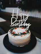 Happy Birthday Cake Topper - Glitter Silver Birthday Cake Top Decorations (Silver)