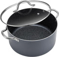 BEZIA 10 Quart Cooking Pot, Large Non Stick Induction Stock Pot with Lid, All Stove Compatible, 10 QT Aluminum Soup/Stew Pot For Large-batch Cooking, Grey