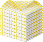 Kitinjoy Cotton 8 Pack Terry Kitchen Dish Cloths, 12 x 12 Inches Super Soft and Absorbent Dish Rags, Quick Drying Dish Towels for Washing Dishes, Yellow