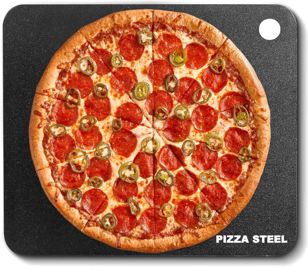 Onlyfire Pizza Steel Baking Stone for Oven BBQ and Grill - 16 x 14 inch Large Non-Stick Pizza Pan with High Performance Conductive Grilling Surface for Pizza Bread