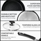 Nonstick Saucepan Set - 2 Quart and 3 Quart,Ultra Non Stick Sauce Pan Small Pot with Glass Lid,Great for Home Kitchen Restaurant,Black