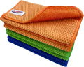 12 Pack Microfiber Scrub Dish Cleaning Cloth, Non-Scratch, Reusable & Durable for Pan Pot Dish Cooktop Stovetop Counter Kitchen Household, Machine Washable, 6 x 6 Inch, Orange, Blue & Green Assorted