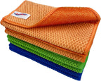 12 Pack Microfiber Scrub Dish Cleaning Cloth, Non-Scratch, Reusable & Durable for Pan Pot Dish Cooktop Stovetop Counter Kitchen Household, Machine Washable, 6 x 6 Inch, Orange, Blue & Green Assorted