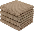 Homaxy 100% Cotton Waffle Weave Kitchen Dish Towels, Ultra Soft Absorbent Quick Drying Cleaning Towel, 13 x 28 Inches, 4-Pack, Tan