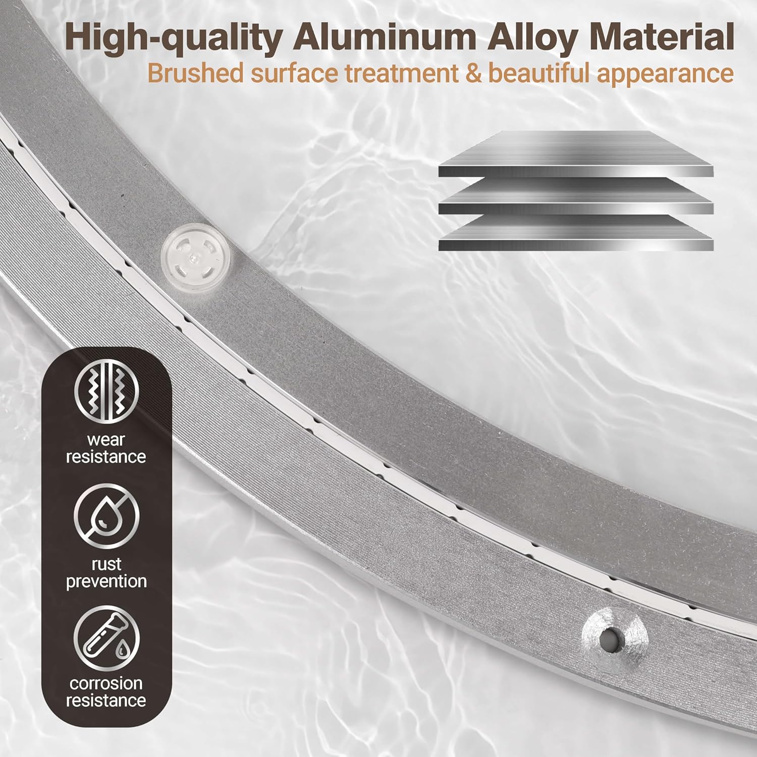24 Inch Lazy Susan Aluminum Alloy Rotating Turntable Bearing, Non - Slip Mute Metal Bearing Swivel Plate Hardware for Dining and Workbench,880 Pounds Capacity