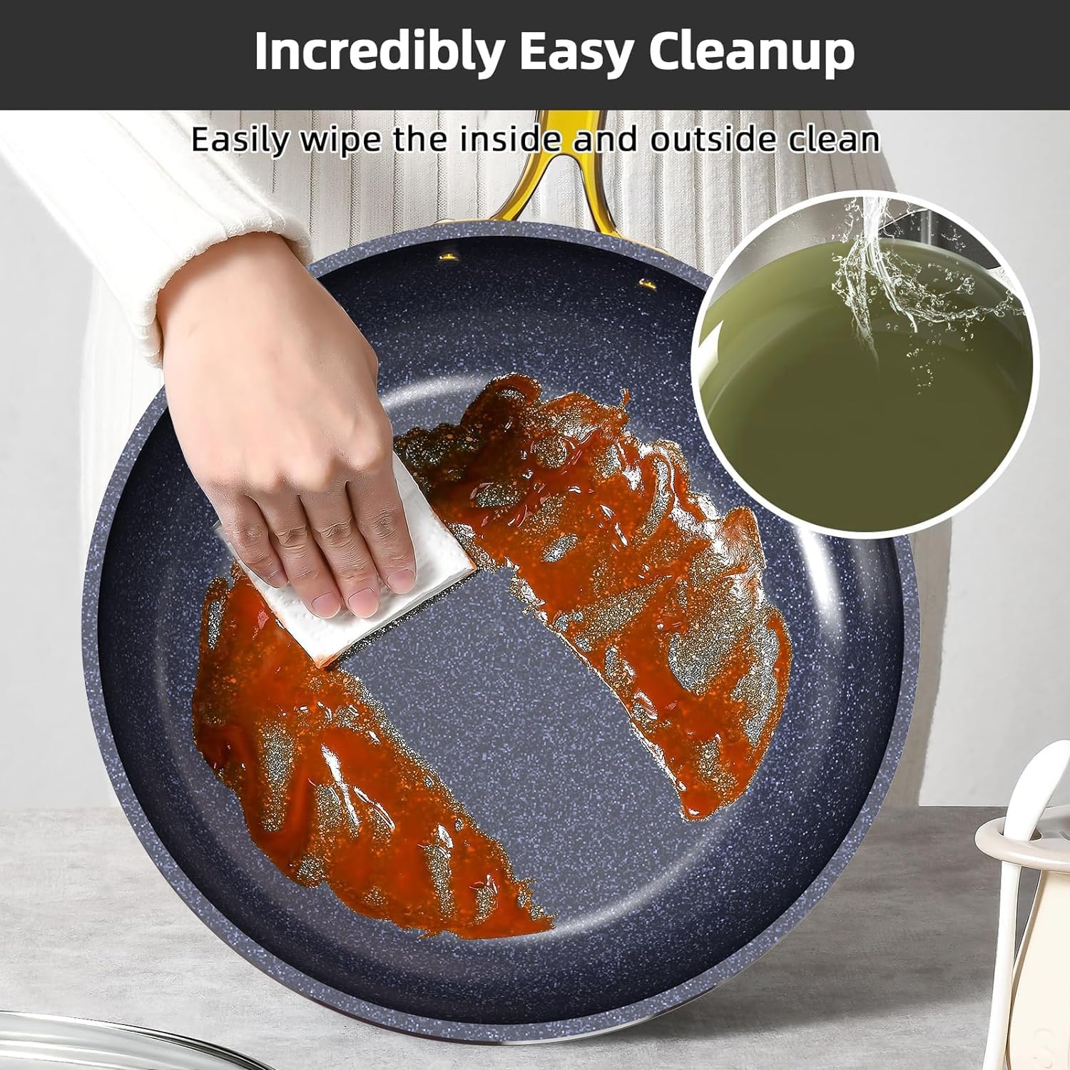 Nuwave Lux LE 13-Pc Cookware Set with Elegant Gold Handle, Diamond Infused Ceramic Non-Stick, PFAS Free, Premium Metal Lids, Ergonomic Stay-Cool Handles, Induction Ready & Compatible w/All Cooktops