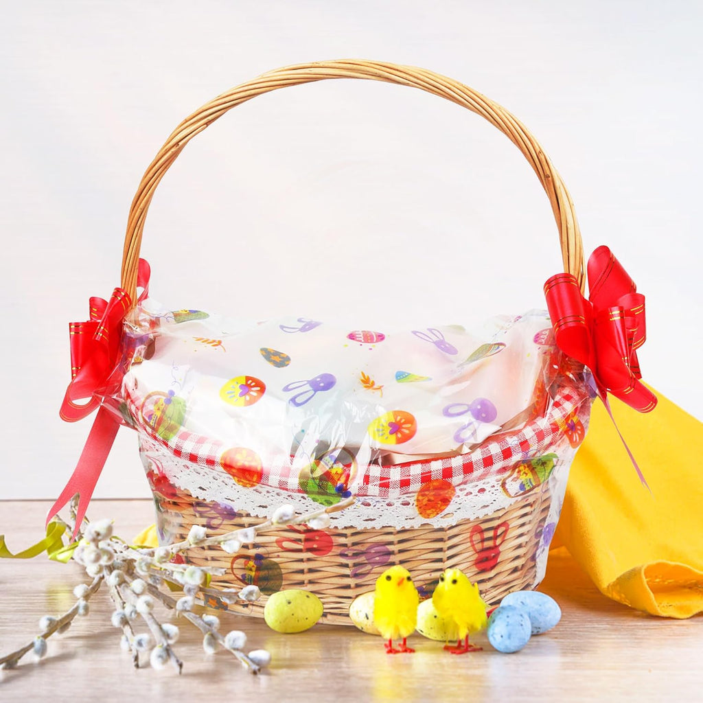 JOYIT 100ft Easter Cellophane Wrap Roll with Egg (35 in x 100 ft) - 3 Mil Thick Easter Wrapping Paper Roll, Easter Cellophane Bags for Baskets Candy Gift Wrapping