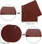 Joyhalo Trivets for Hot Dishes - Hot Pads for Kitchen, Silicone Pot Holders for Hot Pots and Pans, Silicone Mats for Kitchen Countertops, Table, Flexible Easy to Wash and Dry, Brown