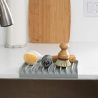 Effilogic Silicone Sponge Holder – Self-Draining Kitchen Sink Organizer, Quick Dry Mat and Counter Protector – Dishwashing Accessories for Sponges, Brushes, and Soap - Large Gray