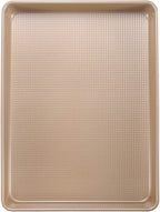 Commercial Half Sheet Pan Set - 18x13 Inch Large Nonstick, Heavy Duty Warp Resistant Cookie Tray for Baking Roasting - Gold
