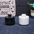 Marble Salt Cellar With Lid- Pack Of 2 Marble Salt And Pepper Bowls- Salt Holder With Lid To Put Salt, Paprika, Pepper, And Spice (White & Black, Style 01)