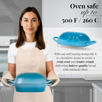 Dutch Oven For Sourdough Bread Baking – Enamelled Cast Iron Bread Loaf Pot – Oven Safe Non Stick Bread Pot – Rectangular,Light Blue, 24cm x 16cm – by Nuovva