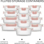 JoyJolt 24pc Borosilicate Glass Storage Containers with Lids | 12 Airtight/Freezer Safe Food Storage Containers for Pantry and Kitchen | Meal Prep Container for Lunch | Glass Tupperware Set