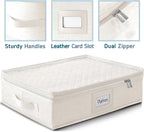 Platter Storage Case – Fine China Storage Containers Hard Shell, Quilted and Stackable 16”x 12.5”x 3.5” Platter Storage Container with Handles and Felt Dividers for Moving and Seasonal Storage, Cream