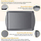 Baking Sheet with Cooling Racks - Carbon Steel Cookie Sheets for Baking [2 Sheets + 2 Racks], Nonstick Baking Pans, Perfect for Baking, Roasting, and More, Size 17 x 11 x 0.5 Inches