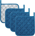 Joyhalo 4 Pack Pot Holders for Kitchen,Cotton Oven Holder with Great Heat Resistance,Non Slip Hot Pads for Kitchen Clearance,Federal Blue