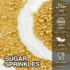 Gold Pearl Sprinkles for Cake Decorating, 150g/5.29oz, Mix Size, Edible Sugar Candy Pearls, Cake Decorations, Cupcake, Cookies, Ice cream Topper, Holiday, Wedding Party, Easter, Christmas Supplies