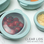 COOK WITH COLOR Prep Bowls with Lids- Wide and Deep Nesting Plastic Small Mixing Bowl Set with Lids, 8 Piece Set - Wide Bowls, Speckled Mint