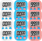 ZILLEEN 12 Pack Kitchen Timers for Cooking Digital Classroom Timers for Kids Teachers White Pink Blue