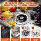 3 in 1 Kitchen Sink Drain Strainer & Sink Stopper Upgraded Stainless Steel Drain Plug with Anti-Clog Basket Drain Stopper Combo, Pop Up Sink Stopper for Standard 3-1/2''