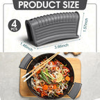 Patelai 4 Pcs Silicone Assist Hot Pan Handle Holder Pot Handle Covers for Cast Iron Skillets Holder Sleeve Nonslip Heat Resistant Pan Cover for Enameled Griddles Casserole Frying Cookware(Light Gray)