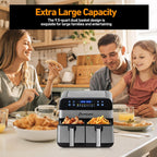 Panana Air Fryer 9.5 Quart Air Fryer with Dual Basket for Quick and Easy Meals, 8 Pre-set Function Air Fryer for Family and Childern, Christmas Gift New Year Gift