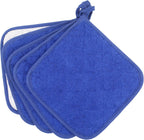 100% Cotton Kitchen Everyday Basic Terry Pot Holder Heat Resistant Coaster Potholder for Cooking and Baking Set of 5 Navy Blue