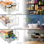 Sorbus Large Clear Storage Drawers (2 Pack) – Stackable Pull-Out Storage Bins with Handles, Slide Out Organizer Drawers for Pantry, Fridge, Kitchen – Stackable Acrylic Storage Bins