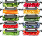 Skroam 10 Pack Glass Meal Prep Containers, 22 OZ Glass Airtight Food Storage Containers with Lids, Pantry Kitchen Storage Containers for Lunch, Food Storage, Meal Prep, Lunch Bento Boxes
